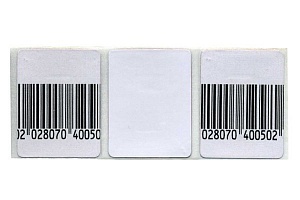 Деактивируемые радиочастотные противокражные антикражные этикетки (8,2 МГц, размеры 30х40 мм, белая, в рулоне 1000 шт.)